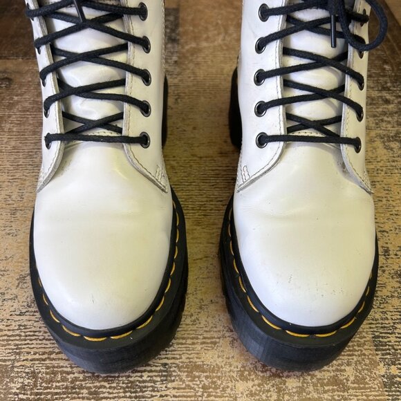 Dr. Martens Jadon Side Zip Patent Leather White Platform Combat Boots Womens 7 - Picture 7 of 12